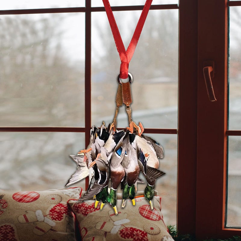 Talataca Duck Hunting 2D Flat Car Rear View Mirror Accessories Christmas Tree Ornament Decoration Hanging Charm Interior Rearview Pendant Decor Gift - Image 4